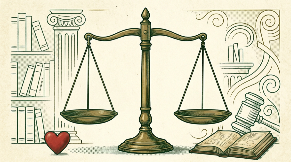 Nonprofit mission document with balanced scales symbolizing IRS rules for advocacy and lobbying