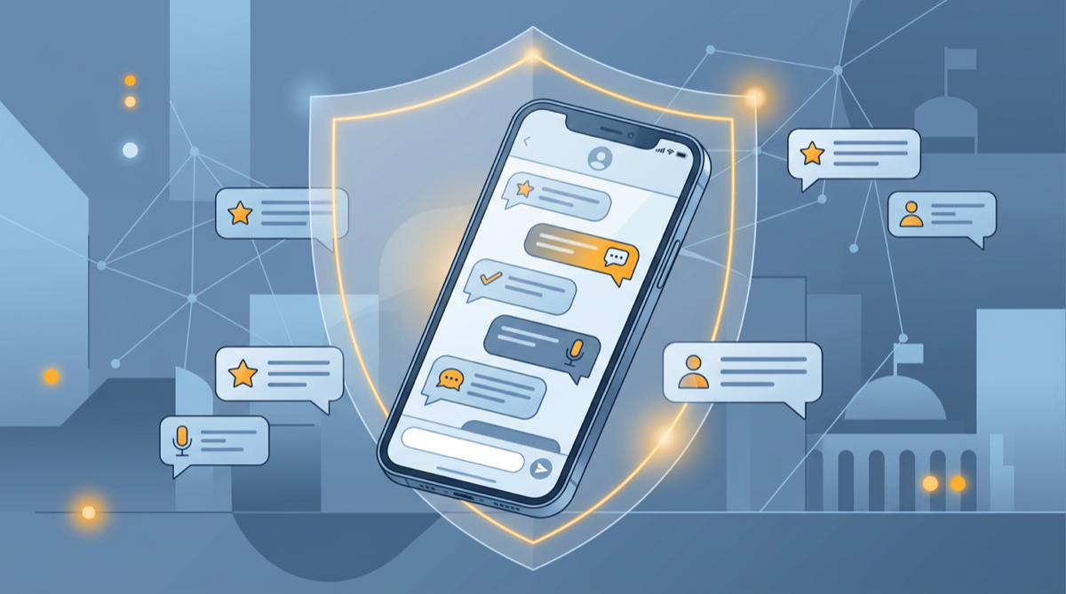 Smartphone with shield icon representing TCPA compliance for political campaign text messaging