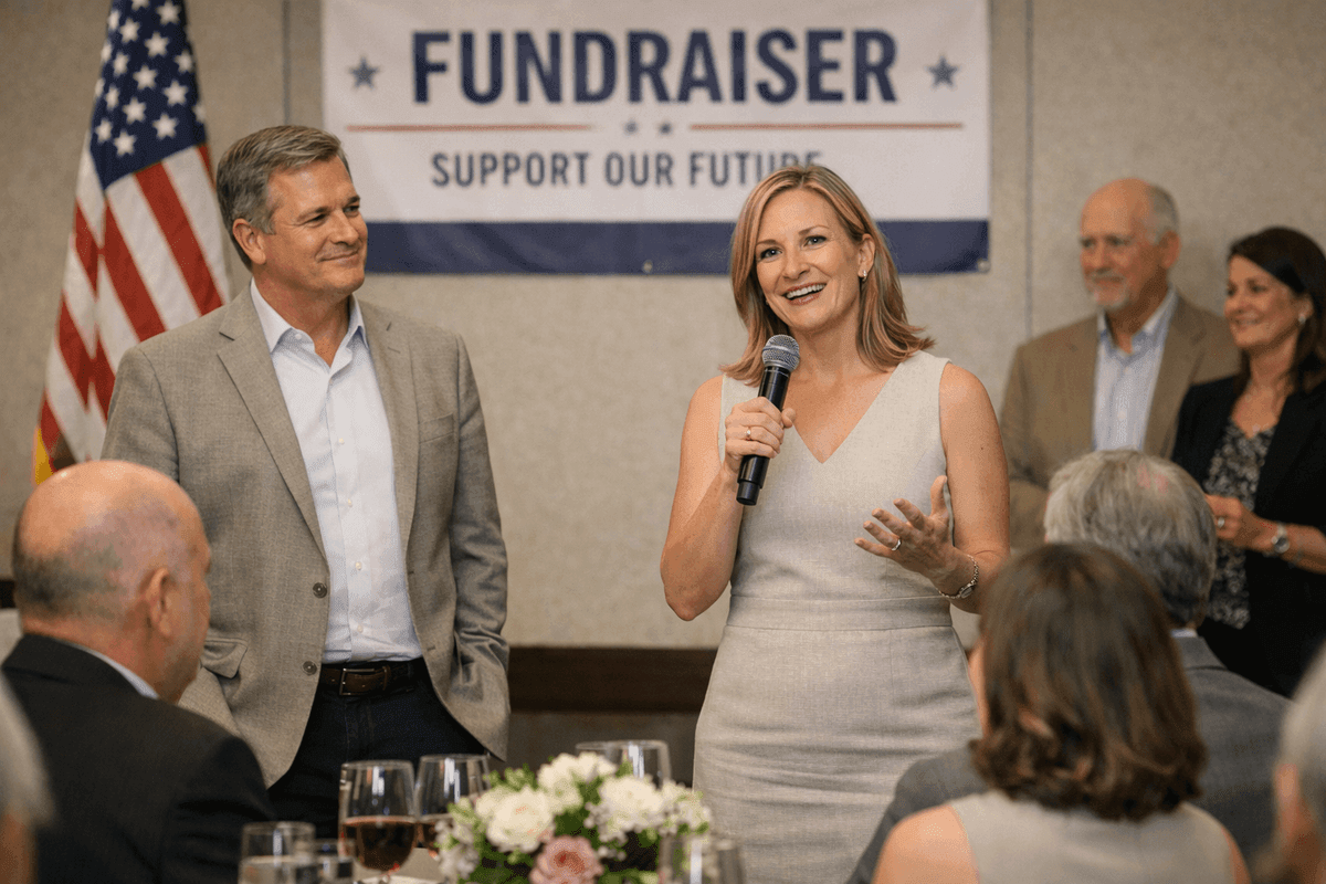 Nonprofit fundraising event with volunteer collecting donations