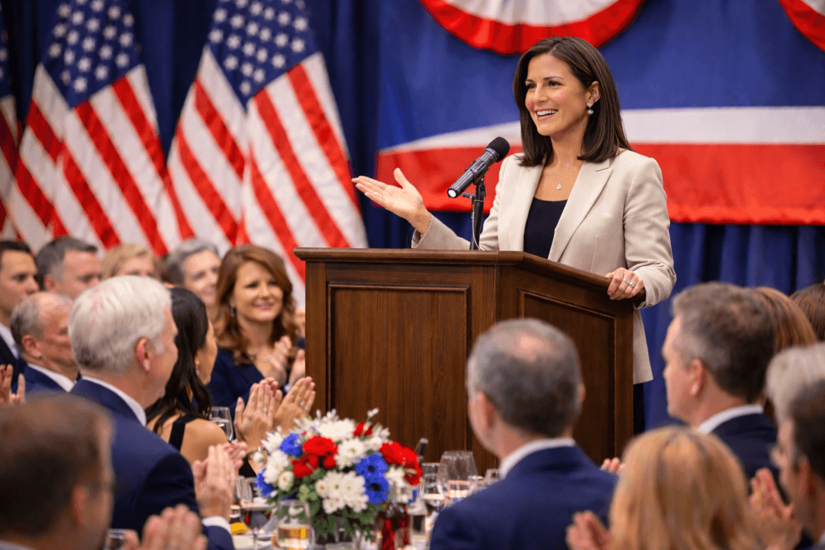 Campaign fundraising event with supporters rallying together